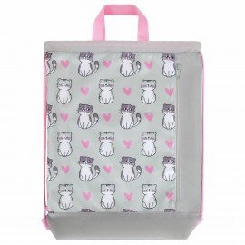 Мешок для обуви ЮНЛАНДИЯ с ручками, боковой карман на молнии, 46х36 см, "Kitties", 272407