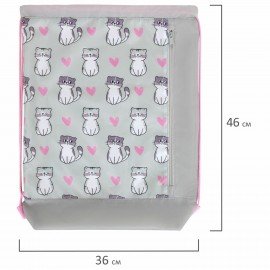 Мешок для обуви ЮНЛАНДИЯ с ручками, боковой карман на молнии, 46х36 см, "Kitties", 272407