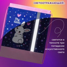 Мешок для обуви ЮНЛАНДИЯ, плотный, светоотражающая полоса, 46х36 см, "Fluffy tail", 272409