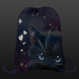 Мешок для обуви BRAUBERG PREMIUM, карман, подкладка, светоотражайка, 43х33 см, Anime cat, 272421