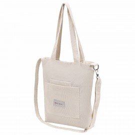 Сумка шоппер HEIKKI VELVET (ХЕЙКИ), вельвет, карманы, 35х32 см, бежевый, 272438