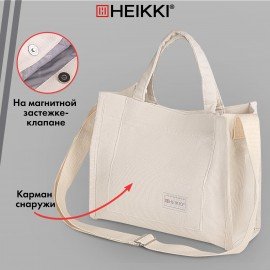 Сумка шоппер HEIKKI MINI (ХЕЙКИ), вельвет, 25х20 см, бежевый, 272440