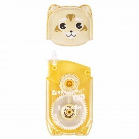 Корректирующая лента BRAUBERG KIDS "ЗВЕРЯТА", 5 мм х 8 м, механизм перемотки, корпус ассорти, блистер, 272499