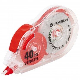 Корректирующая лента BRAUBERG EXTRA LENGTH, 5 мм х 40 м, механизм перемотки, корпус прозрачный, блистер, 272502