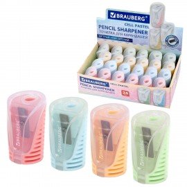 Точилка с контейнером BRAUBERG "CELL PASTEL", пастельные цвета ассорти, 272503