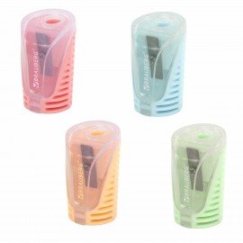Точилка с контейнером BRAUBERG "CELL PASTEL", пастельные цвета ассорти, 272503