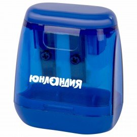 Точилка с контейнером для простых и утолщенных карандашей ЮНЛАНДИЯ "СУНДУЧОК", 2 отверстия, 272506