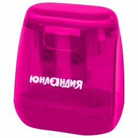 Точилка с контейнером для простых и утолщенных карандашей ЮНЛАНДИЯ "СУНДУЧОК", 2 отверстия, 272506