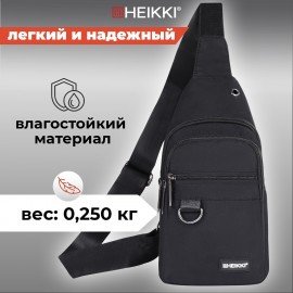 Рюкзак однолямочный HEIKKI DRIVE (ХЕЙКИ), 2 отделения, черный, 30х17х6 см, 272539