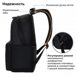 Рюкзак BRAUBERG FASHION CITY универсальный, карман-антивор, Anime Girl, черный, 44х31х16 см, 272568