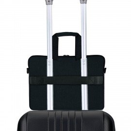 Сумка портфель HEIKKI NOVATION (ХЕЙКИ) с отделением для ноутбука 13-14", багажная лента, черная, 28х38х3 см, 272594