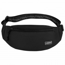 Сумка на пояс HEIKKI RIO (ХЕЙКИ), два отделения, регулируемый ремень, черная с бел, 38х12х8 см,272617