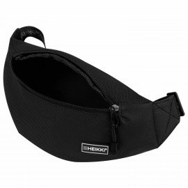 Сумка на пояс HEIKKI RIO (ХЕЙКИ), два отделения, регулируемый ремень, черная с бел, 38х12х8 см,272617