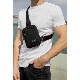 Сумка на плечо HEIKKI BLASTER (ХЕЙКИ) с карманом, черная, 20х14х5 см, 272634