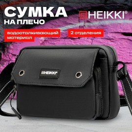 Сумка на плечо HEIKKI WALLET (ХЕЙКИ) два отделения, органайзер, черная, 15х20х5 см, 272639