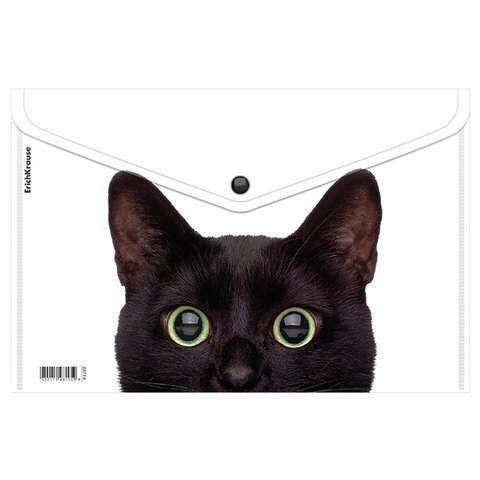 Папка-конверт на кнопке пластиковая ERICH KRAUSE "Hiding Cats", A4, ассорти, 61155