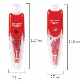 Корректирующая лента BRAUBERG "Click", 5 мм х 6 м, корпус прозрачный, автоматическая, блистер
