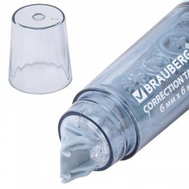 Корректирующая лента BRAUBERG 360°, 6 мм х 6 м + сменный картридж, корпус синий, блистер, 272661