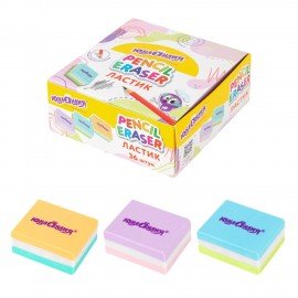 Ластик ЮНЛАНДИЯ "Square", 30х24х13 мм, прямоугольный, пастельные цвета ассорти, 272673