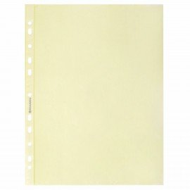 Папки-файлы перфорированные ЖЕЛТЫЕ А4 BRAUBERG, комплект 100 шт., гладкие, 35 мкм, 272678