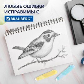Ластики выдвижные BRAUBERG "REWIND", 2 ШТУКИ, 112х21х24 мм, белые, пастельные цвета корпуса, блистер, 272687
