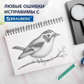 Ластик выдвижной + 2 сменных ластика BRAUBERG "TRIOS", 120х6,9х7,8 мм, бирюзовый корпус, 272693