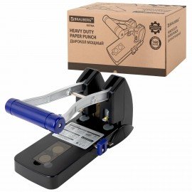 Дырокол металлический МОЩНЫЙ BRAUBERG "EXTRA Heavy duty", до 160 листов, черно-синий, 272722