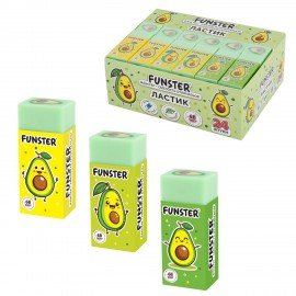 Ластик FUNSTER AVOCADO, 51х21х16мм, ЭКО-ПВХ, прямоугольный, картонный рукав, ассорти, 272723
