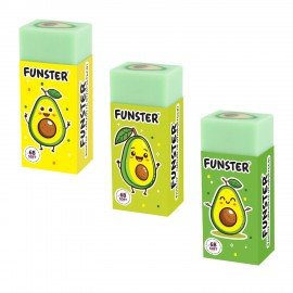 Ластики FUNSTER AVOCADO, НАБОР 3 штуки, 50,5х21х16 мм, ЭКО-ПВХ, прямоугольные, картонный рукав, ассорти, 272724