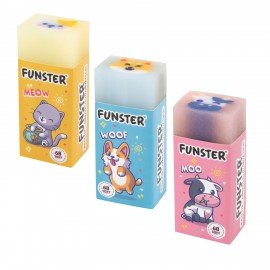 Ластики FUNSTER (ФАНСТЕР) PETS, НАБОР 3 штуки, 51х21х16 мм, ЭКО-ПВХ, прямоугольные, картонный рукав, ассорти, 272725