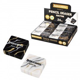 Ластик BRAUBERG MARBLE, 34х34х11 мм, квадратный, ассорти, 272726