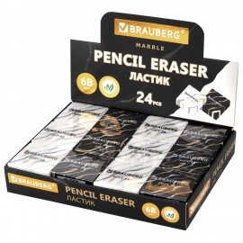 Ластик BRAUBERG MARBLE, 34х34х11 мм, квадратный, ассорти, 272726