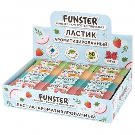 Ластик ароматизированный FUNSTER (ФАНСТЕР) SWEET, 54х23х11мм, ЭКО-ПВХ, картонный рукав, ассорти, 272727