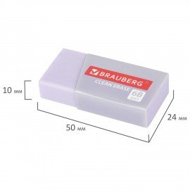 Ластик BRAUBERG PASTEL MATTE, 50х24х10 мм, ЭКО-ПВХ, прямоугольный, картонный рукав, ассорти, 272729