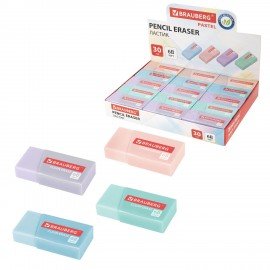 Ластик BRAUBERG PASTEL MATTE, 50х24х10 мм, ЭКО-ПВХ, прямоугольный, картонный рукав, ассорти, 272729