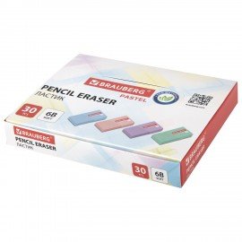 Ластик BRAUBERG PASTEL MATTE, 50х24х10 мм, ЭКО-ПВХ, прямоугольный, картонный рукав, ассорти, 272729