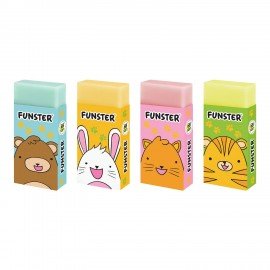 Ластик FUNSTER (ФАНСТЕР) ANIMALS, 50х24х10 мм, ЭКО-ПВХ, прямоугольный, картонный рукав, ассорти, 272730