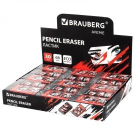 Ластик BRAUBERG ANIME, 50х24х10 мм, ЭКО-ПВХ, прямоугольный, картонный рукав, ассорти, 272731