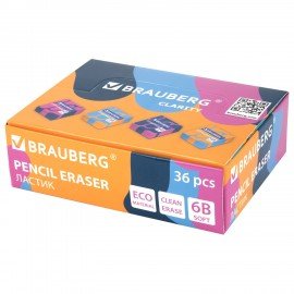 Ластик BRAUBERG PATTERNS, 34х34х14 мм, ЭКО-ПВХ, ассорти, 272732
