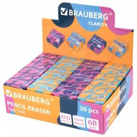 Ластик BRAUBERG PATTERNS, 34х34х14 мм, ЭКО-ПВХ, ассорти, 272732