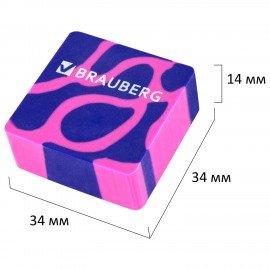 Ластик BRAUBERG PATTERNS, 34х34х14 мм, ЭКО-ПВХ, ассорти, 272732