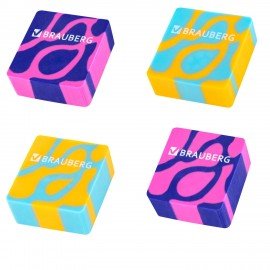 Ластик BRAUBERG PATTERNS, 34х34х14 мм, ЭКО-ПВХ, ассорти, 272732