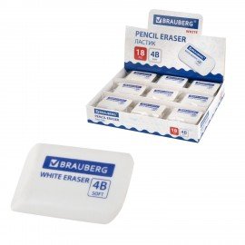 Ластик BRAUBERG WHITE, 45х28х13 мм, белый, скошенные края, 272734