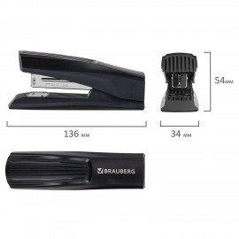 Степлер № 24/6, 26/6 BRAUBERG "SUPER", до 30 листов, черный, 272739