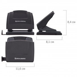 Дырокол BRAUBERG "SUPER", до 30 листов, черный, 272744