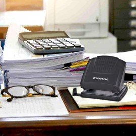 Дырокол BRAUBERG "SUPER", до 30 листов, черный, 272744
