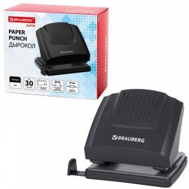 Дырокол BRAUBERG "SUPER", до 30 листов, черный, 272744