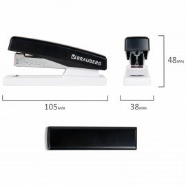 Степлер №24/6, 26/6 BRAUBERG "STYLE", до 25 листов, черный, 272747