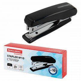 Степлер №10 BRAUBERG "Standard", до 20 листов, черный, 272754