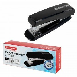 Степлер №24/6, 26/6 BRAUBERG "Standard", до 30 листов, черный, 272755